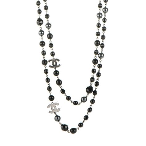 chanel necklace long gun metal black|Shop CHANEL LONG NECKLACE .